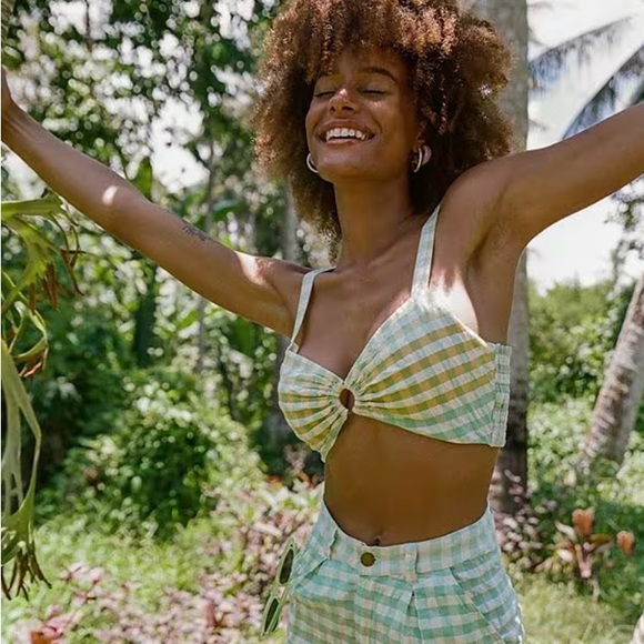 O’Neill Plaid Print Crop Top - Picture 1 of 6